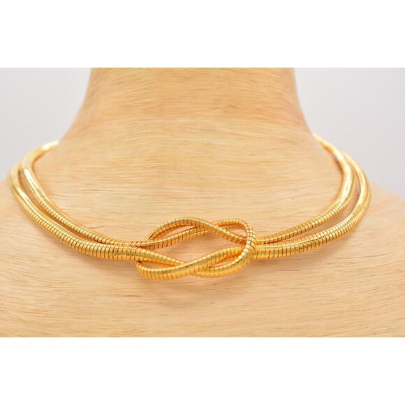DL Auld Vintage Collar Necklace Knot Snake Omega Chain Gold Signed 1920s Bin3C - Picture 7 of 12